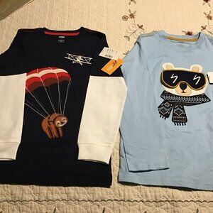NWT Gymboree Lot of 2 Boy's Embroidered Tops, Size 7:Peek-a-Boo Bear & Aviator